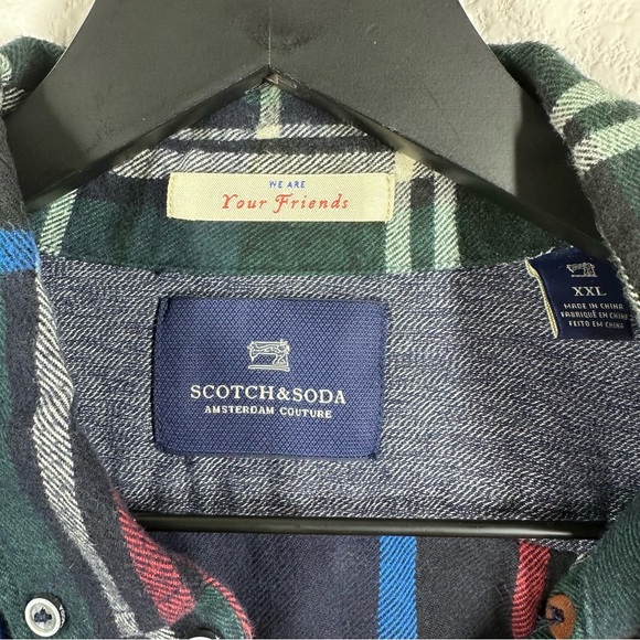 Scotch & Soda 100% Cotton Plaid Flannel Long Sleeve Button Down Shirt XXL EUC - Picture 2 of 11